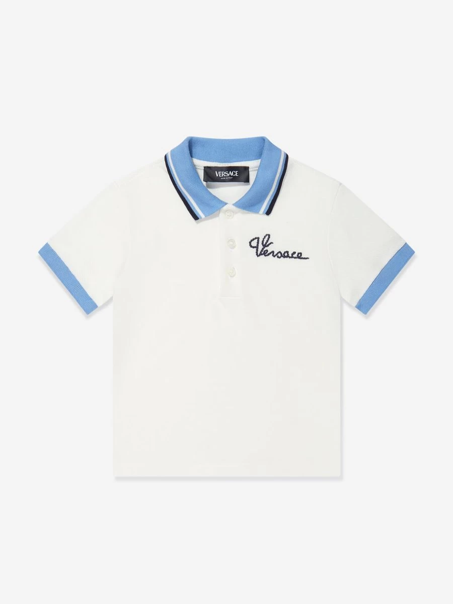 Versace Baby Boys White Logo Polo Shirt for Toddlers