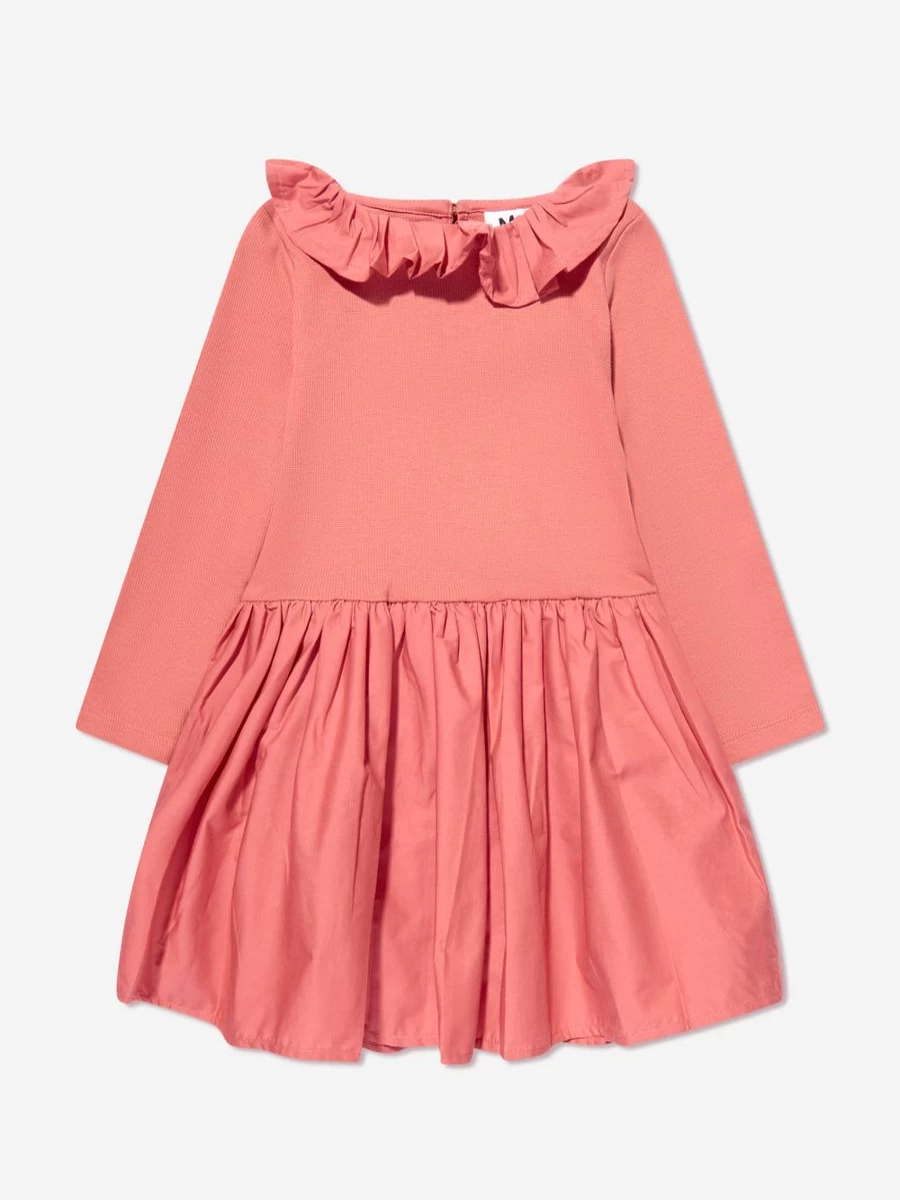 Molo Baby Girls Pink Ruffle Collar Dress - Soft & Stylish Toddler Outfit