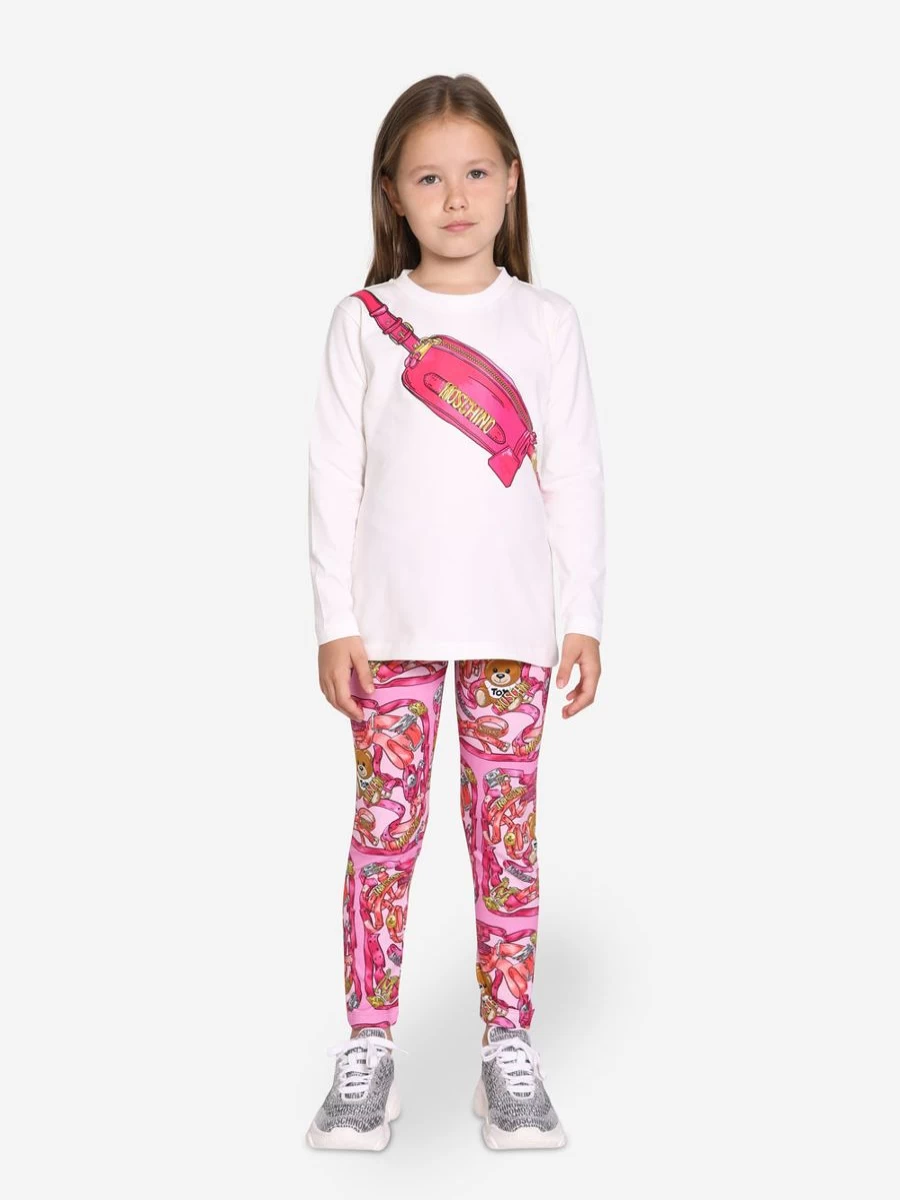 Moschino Kids Girls Pink T-Shirt and Leggings Outfit Set