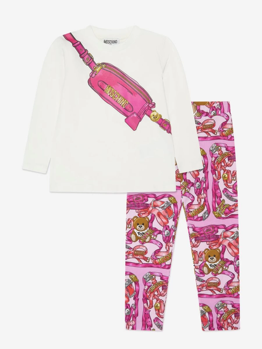 Moschino Kids Girls Pink T-Shirt and Leggings Outfit Set