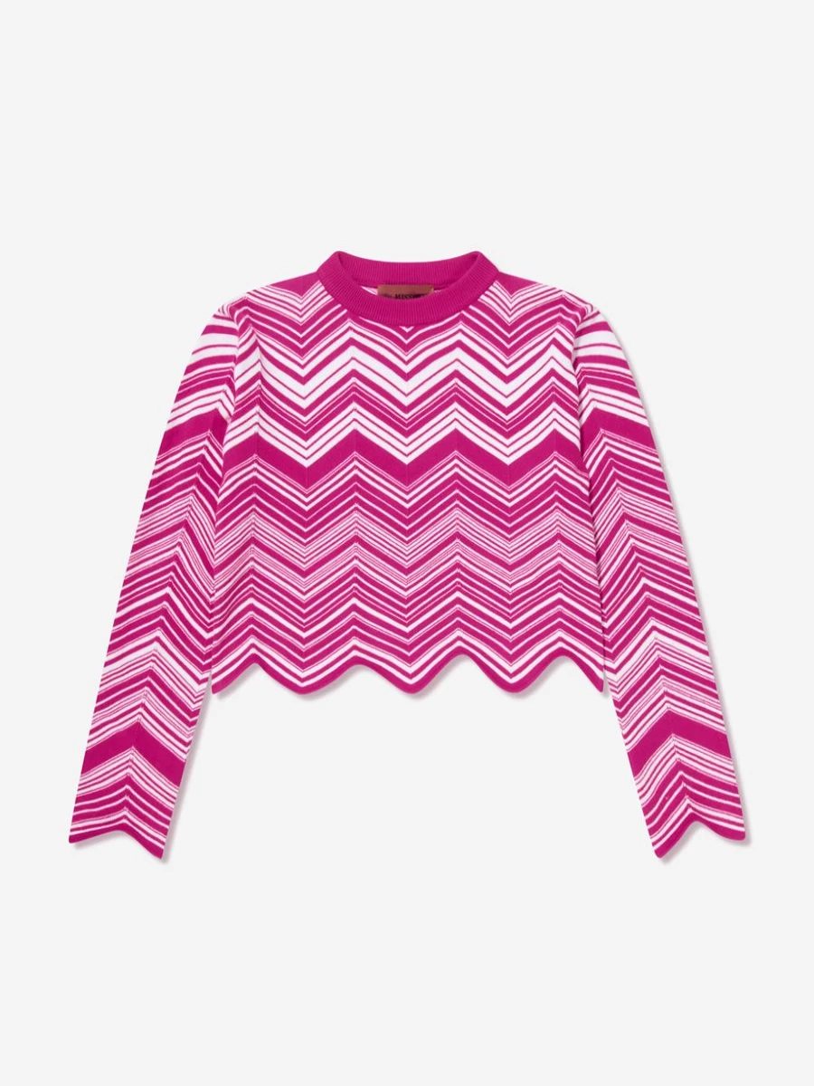 Missoni Pink Zigzag Knit Jumper for Girls - Luxury Italian Wool Sweater