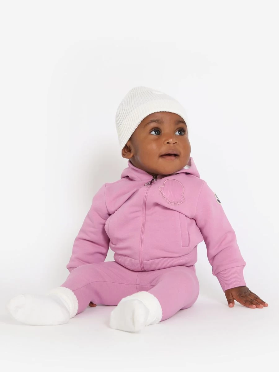 Moncler Enfant Baby Girls Pink Logo Tracksuit - Soft Cotton Casual Outfit