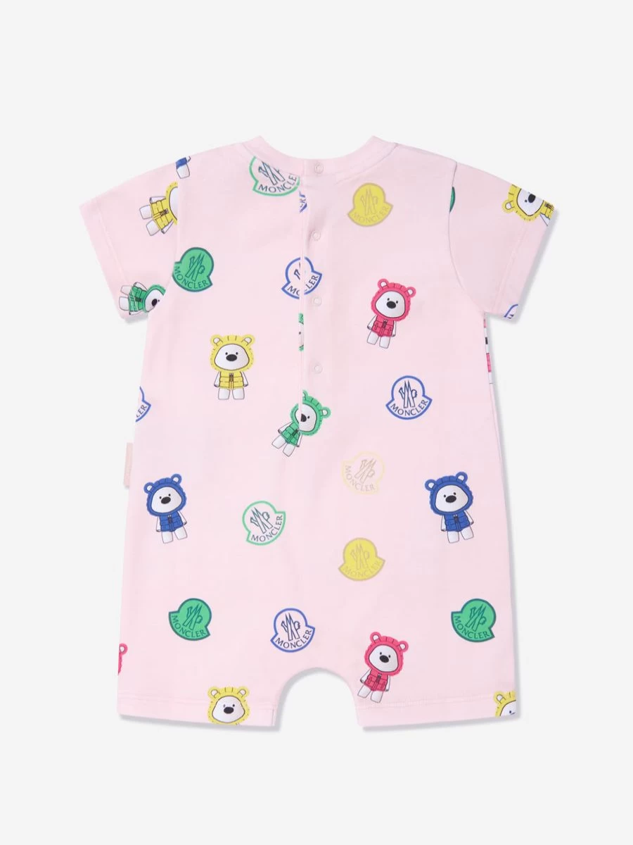 Moncler Enfant Baby Girls Pink Bear Print Romper - Cute & Comfortable Outfit