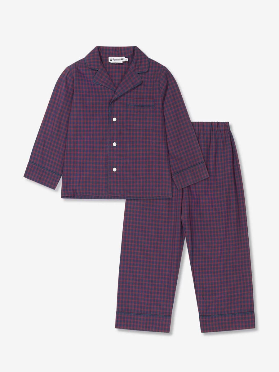 Bonpoint Navy Check Pyjamas for Teen Girls - Comfortable & Stylish Sleepwear