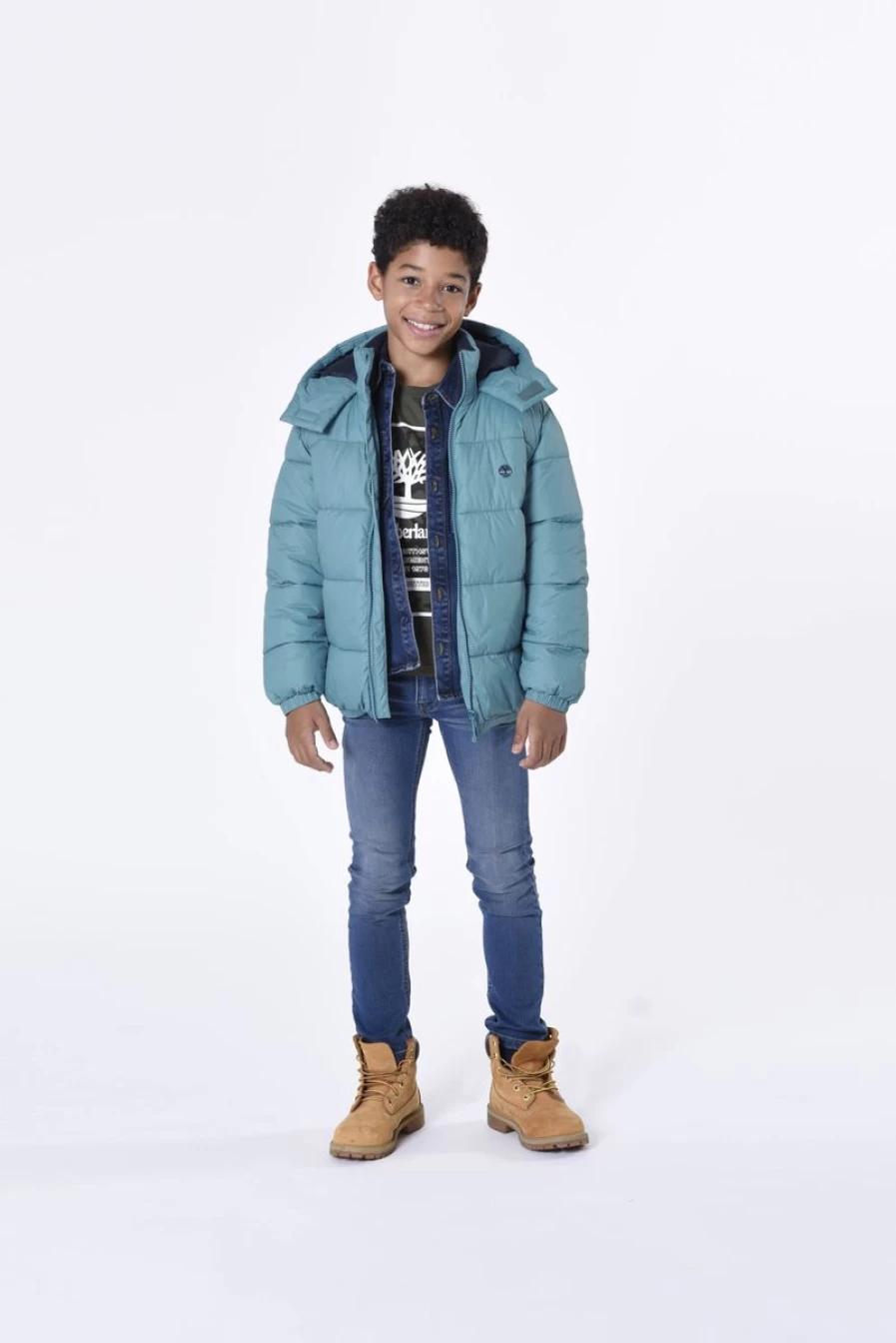 Timberland Boys' Blue Puffer Jacket – Lightweight Winter Coat for Kids
