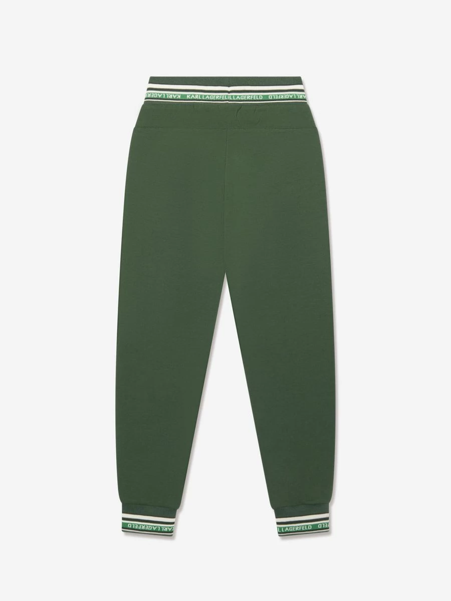 Karl Lagerfeld Boys' Green Logo Joggers - Casual Cotton Pants with Branded Design