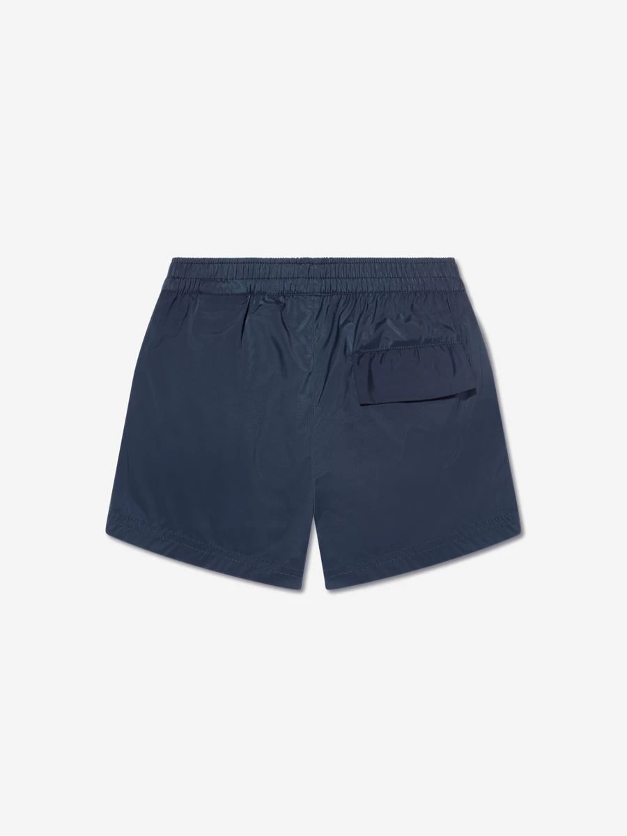 Palm Angels Boys Navy Curved Logo Swim Shorts for Kids