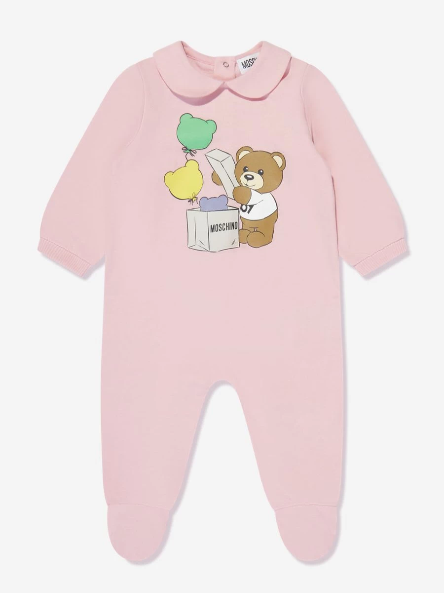 Moschino Kids Pink Teddy Bear Babygrow for Baby Girls