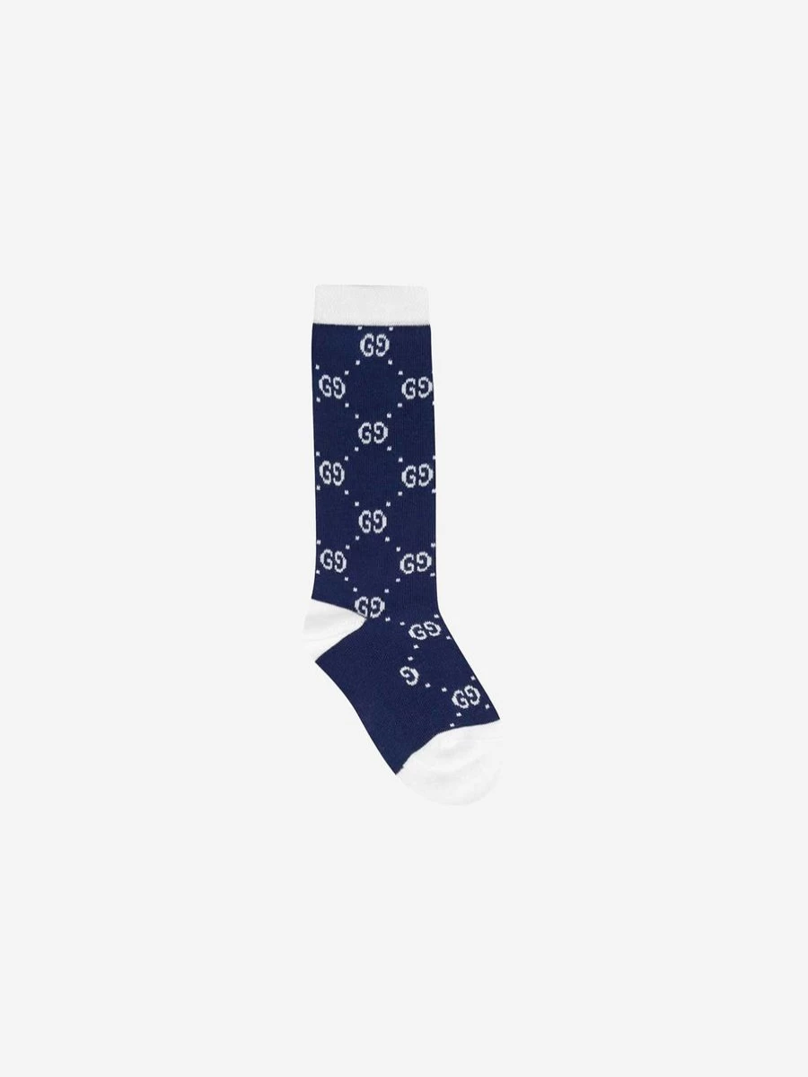 Gucci Kids Boys Logo Socks for Children - GG Pattern Crew Socks