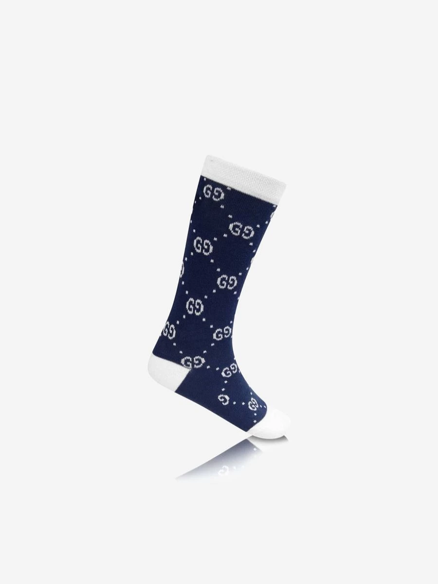 Gucci Kids Boys Logo Socks for Children - GG Pattern Crew Socks