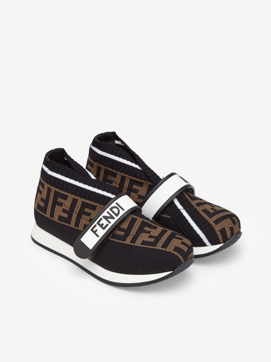 Fendi Kids Girls FF Logo Black Trainers | Stylish Sneakers for Girls by Fendi