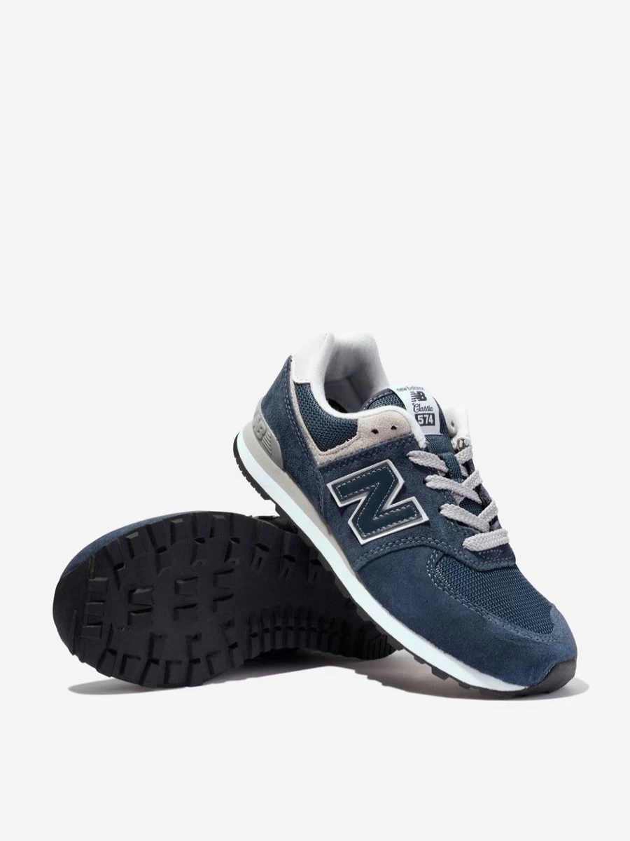 New Balance Girls 574 Navy Blue Lace-Up Sneakers | Kids' Athletic Shoes