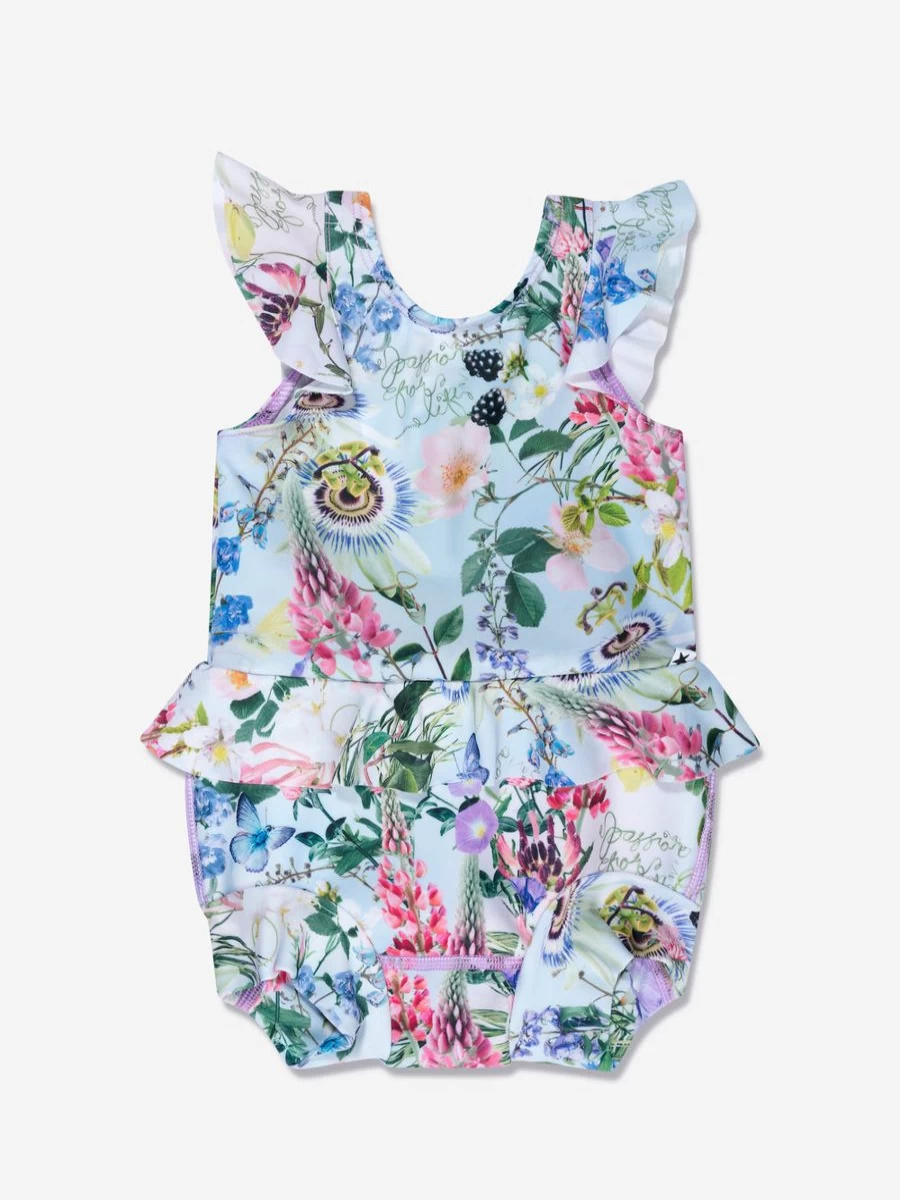 Molo Girls Floral Print Nandini Swimsuit - Multicolour One-Piece Bathing Suit for Kids