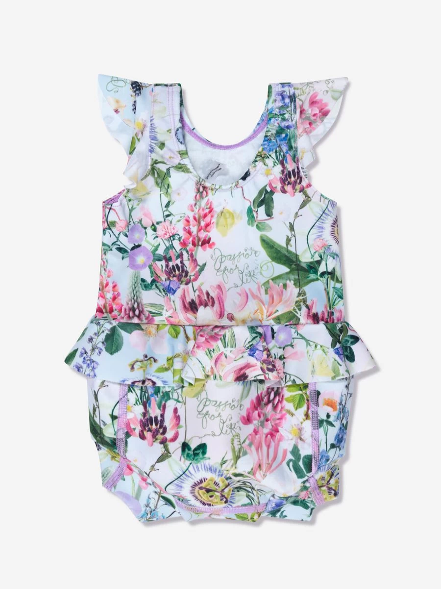 Molo Girls Floral Print Nandini Swimsuit - Multicolour One-Piece Bathing Suit for Kids