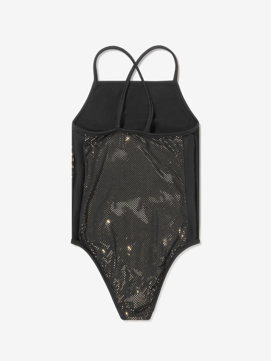 Balmain Teen Girls Black Logo Swimsuit for Swimwear & Beach