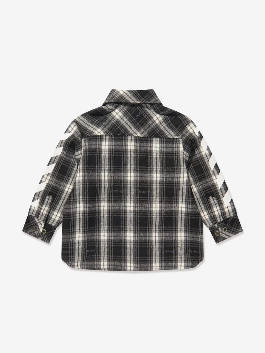 Off-White Black Bookish Diagonal Flannel Shirt for Teen Boys