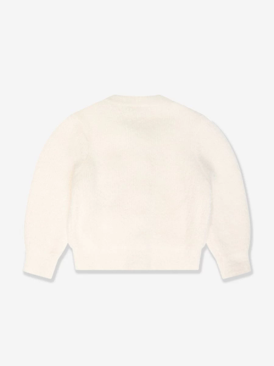 "Self Portrait Ivory Soft Knit Cardigan for Girls | Elegant Girls' Sweater"
