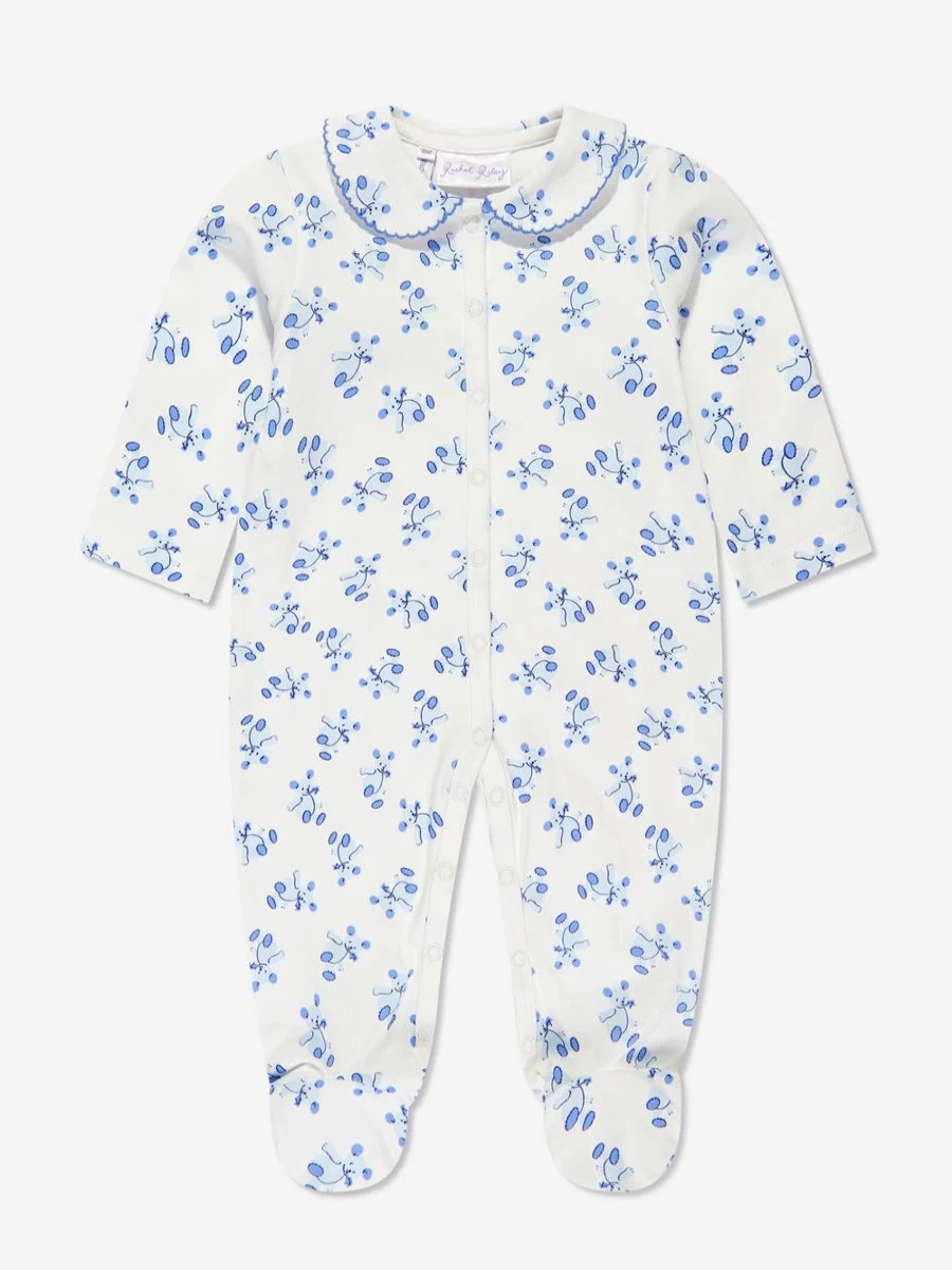 Rachel Riley White Teddy Bear Babygrow for Boys - Soft & Comfortable Newborn Romper