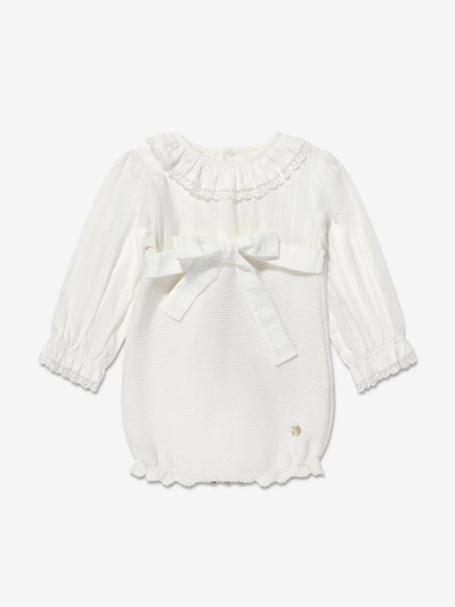Paz Rodriguez Ivory Baby Girls Romper - Soft Cotton Summer Outfit for Infant Toddler