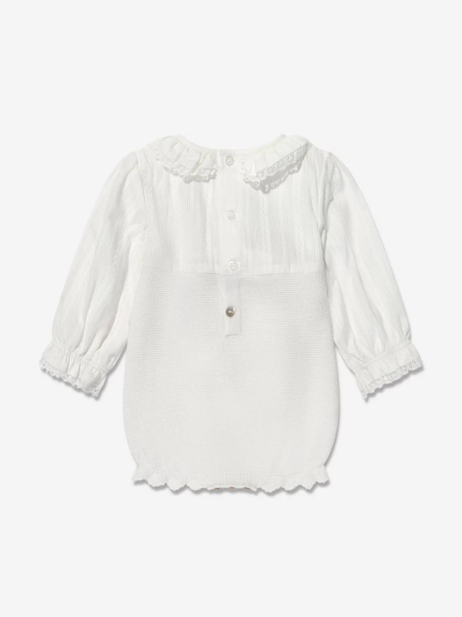 Paz Rodriguez Ivory Baby Girls Romper - Soft Cotton Summer Outfit for Infant Toddler