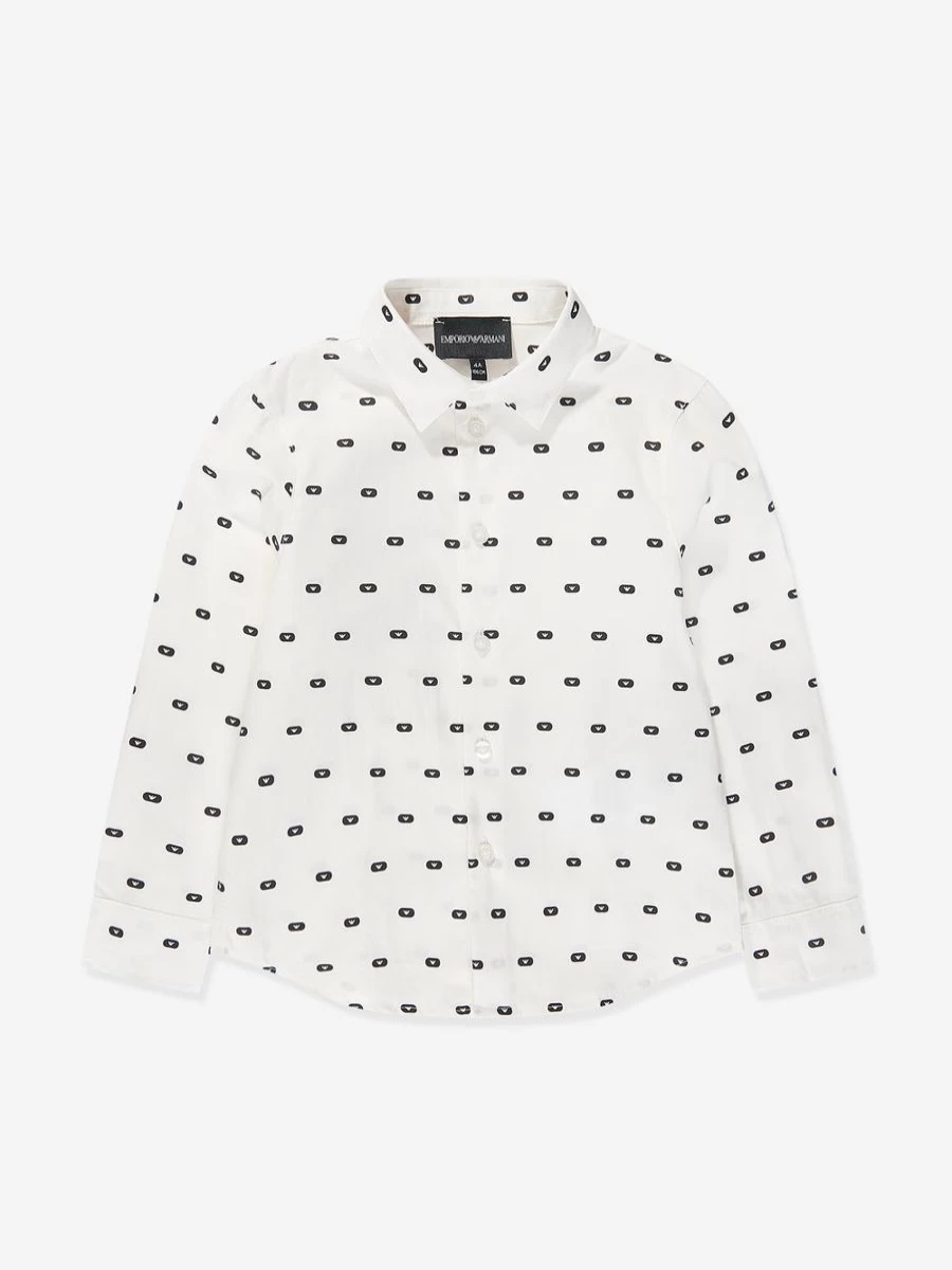 Emporio Armani Boys White Logo Shirt for Kids - Classic Branded Tee