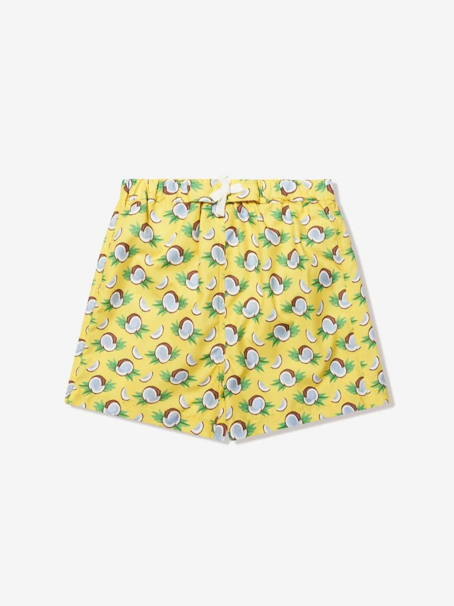 Rachel Riley Boys' Yellow Coconut Swim Shorts - Quick Dry Beach Shorts for Kids