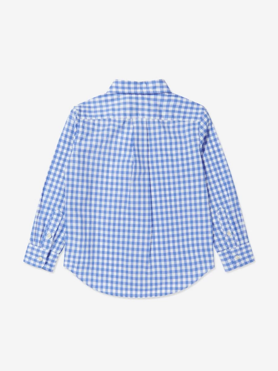 Ralph Lauren Kids Teen Boys Blue Gingham Check Shirt - Classic Casual Button-Up Top