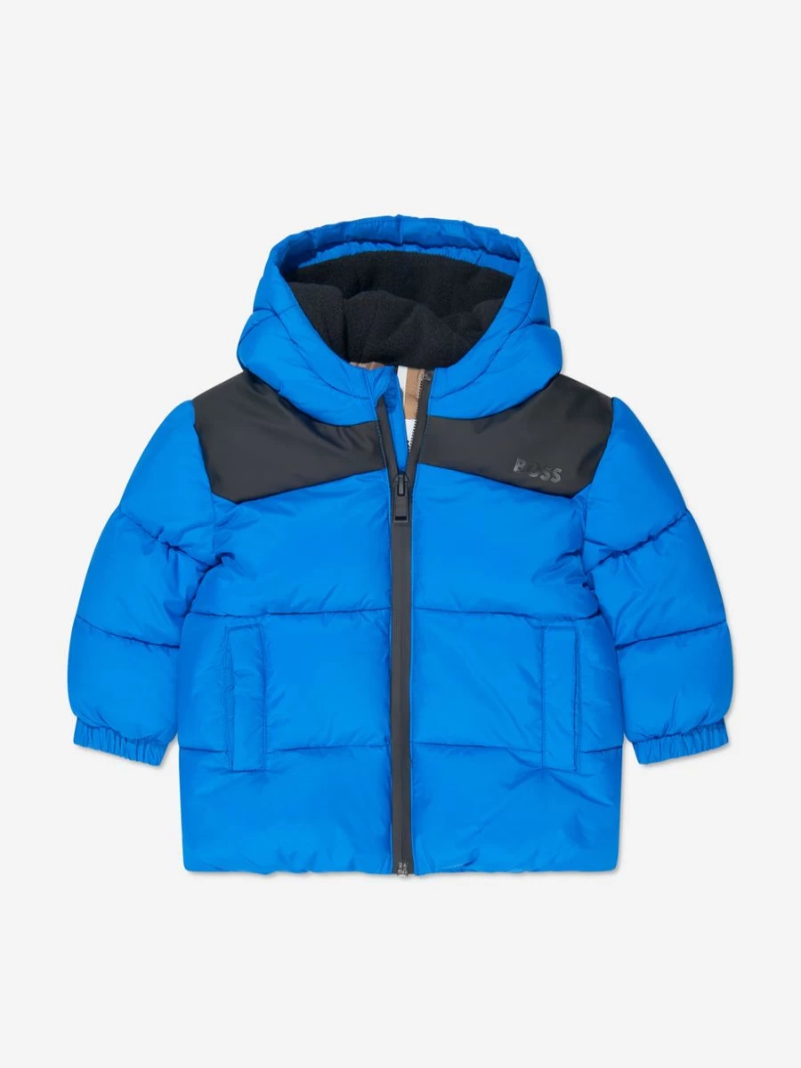 BOSS Boys' Blue Puffer Jacket – Warm Winter Coat for Toddlers & Kids