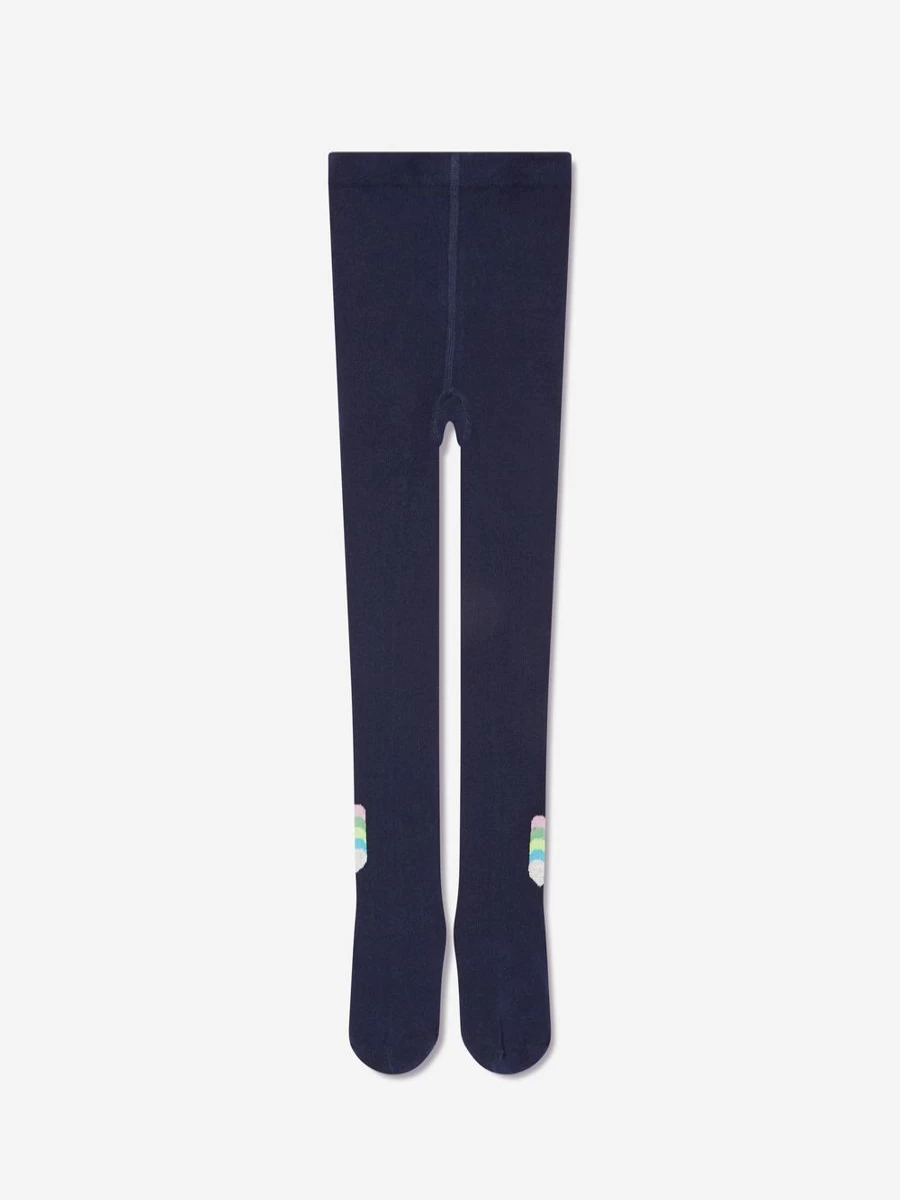 Billieblush Girls Navy Jacquard Heart Pattern Tights for Kids