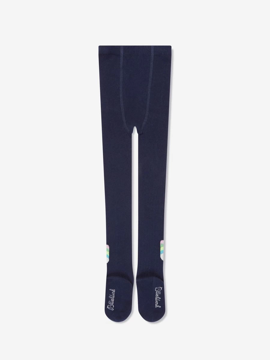 Billieblush Girls Navy Jacquard Heart Pattern Tights for Kids