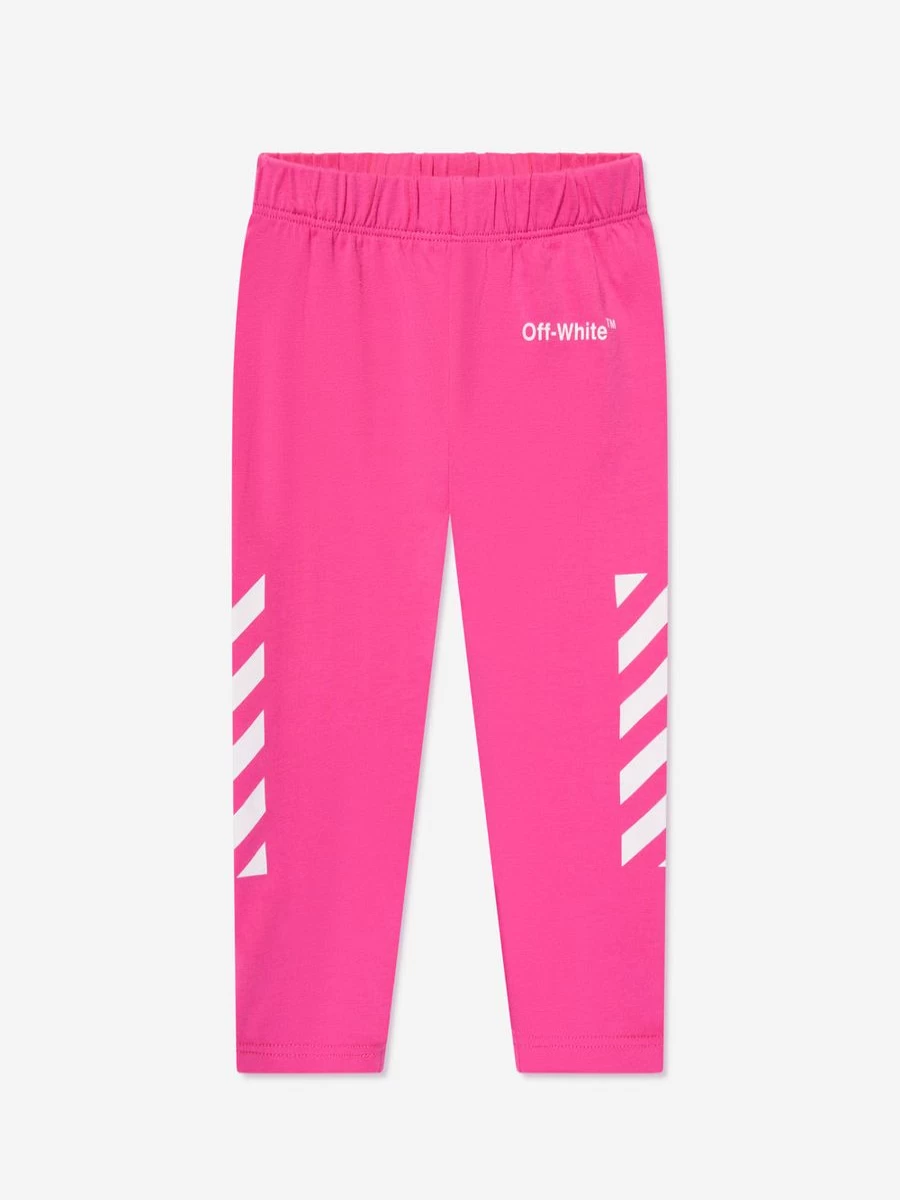 Off-White Baby Girls Pink Helvetica Diagonal Print Leggings