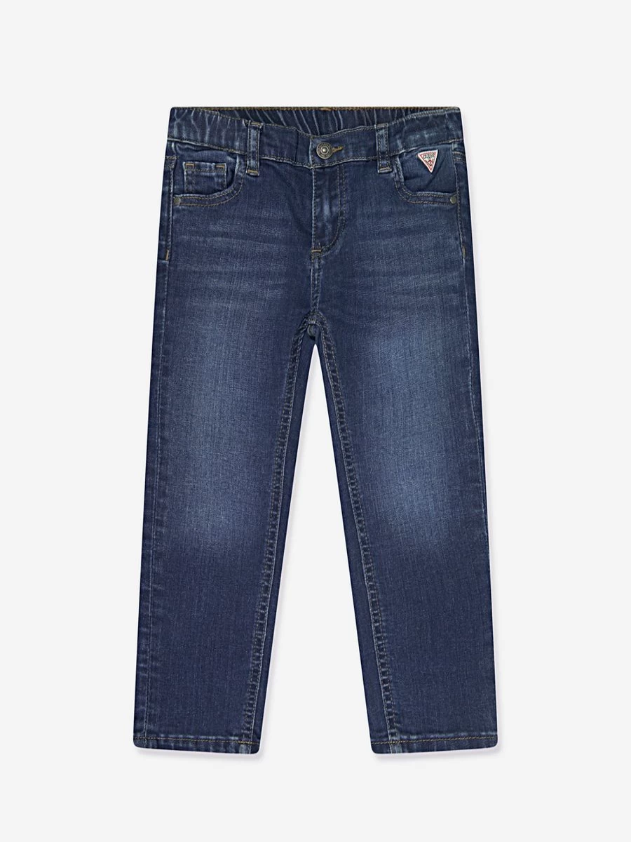 Guess Boys' Blue Embroidered Bear Denim Jeans for Kids