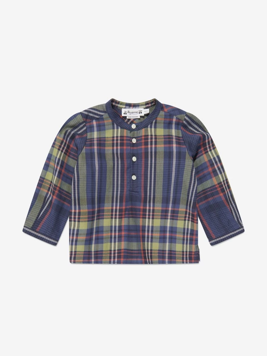 Bonpoint Boys Navy Tartan Shirt - Classic Polisson Style for Baby & Toddler