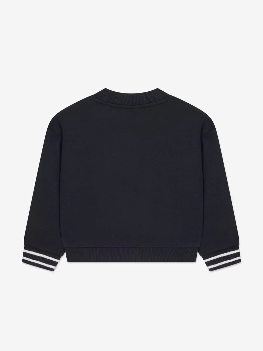 Tommy Hilfiger Girls Navy Satin Applique Monogram Sweatshirt for Kids