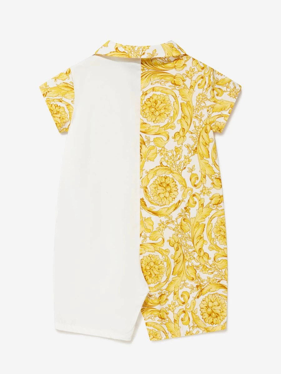 Versace Baby Unisex Cotton Romper with Barocco Print and Logo - Stylish Infant Jumpsuit by Childsplay Clothing