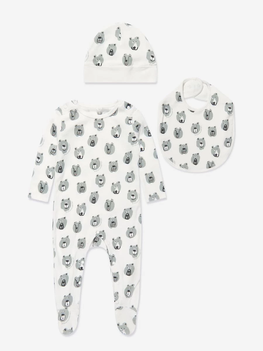 Stella McCartney Kids Ivory Bear Print Babygrow Set for Boys