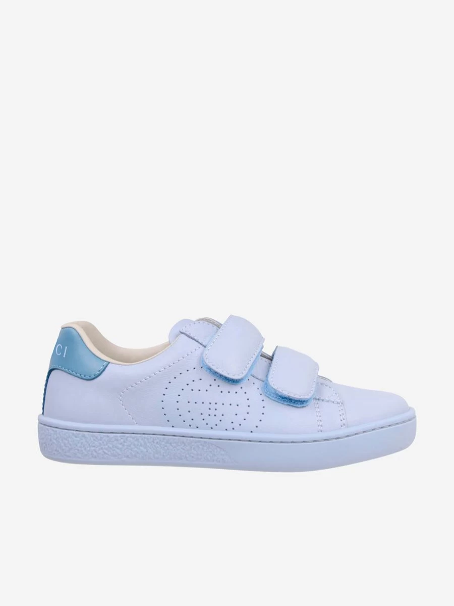 Gucci Kids New Ace Velcro Leather Sneakers for Teens