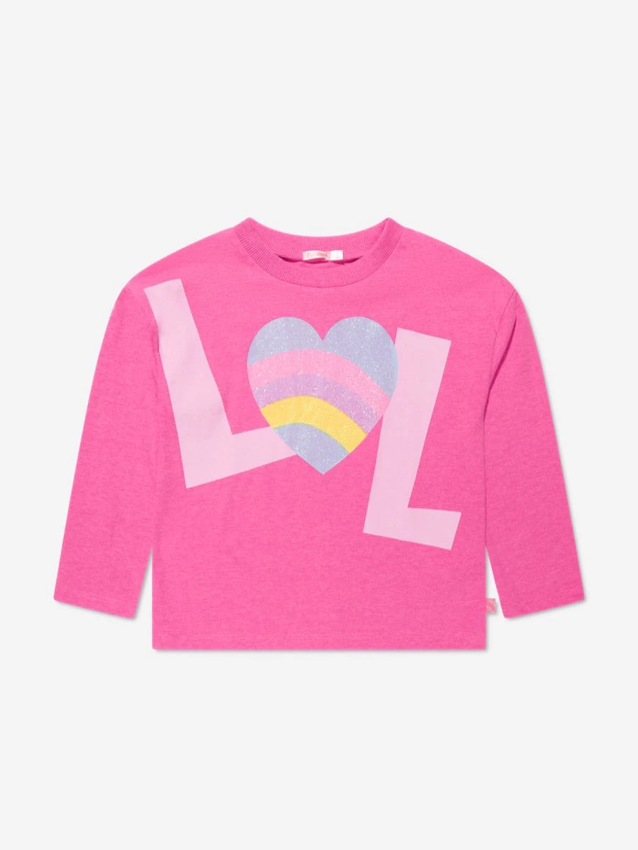 "Billieblush Teen Girls Pink Long Sleeve T-Shirt | Soft Cotton Casual Top"