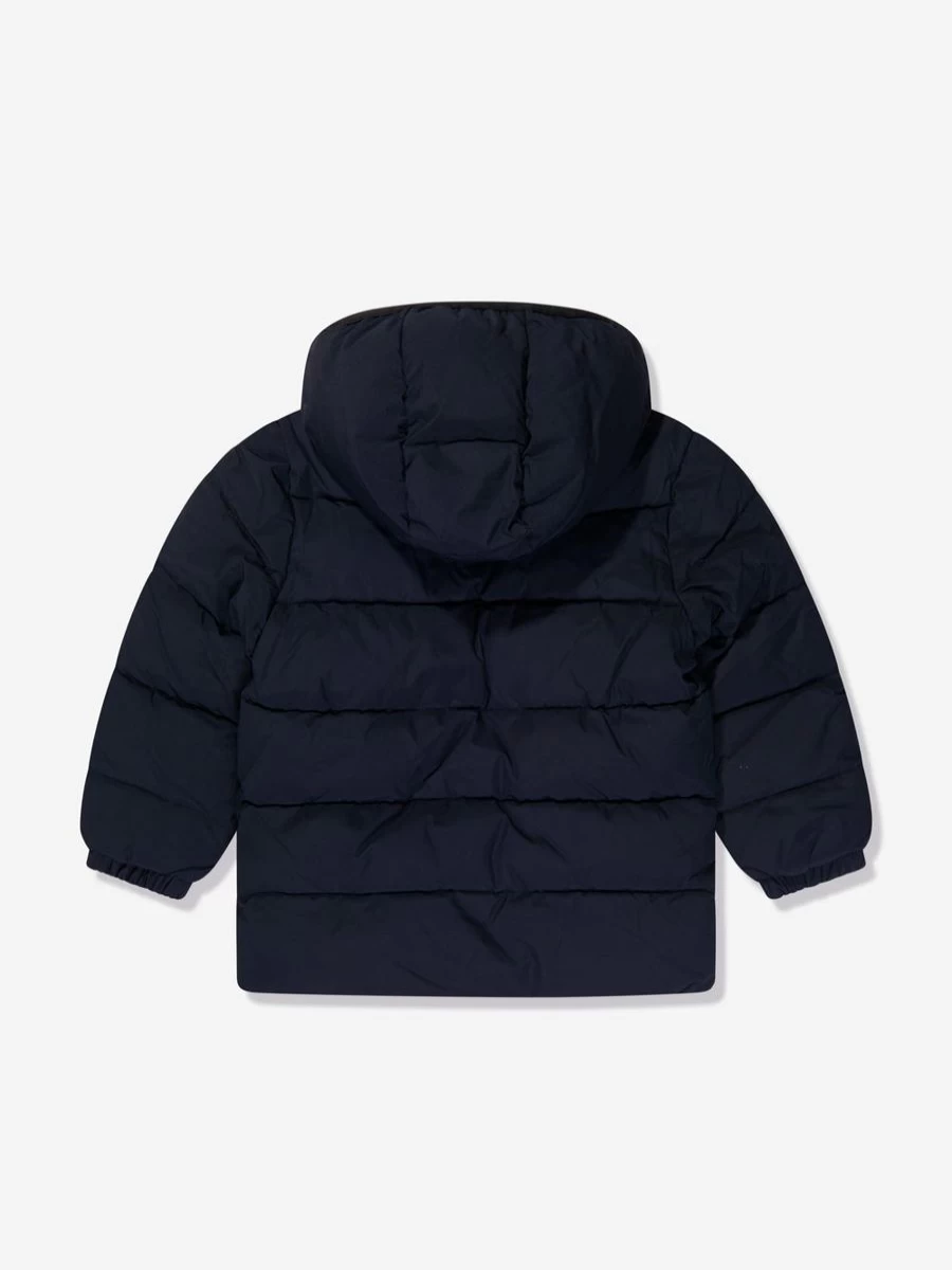 Tommy Hilfiger Boys Navy Blue Long Puffer Jacket for Winter Warmth