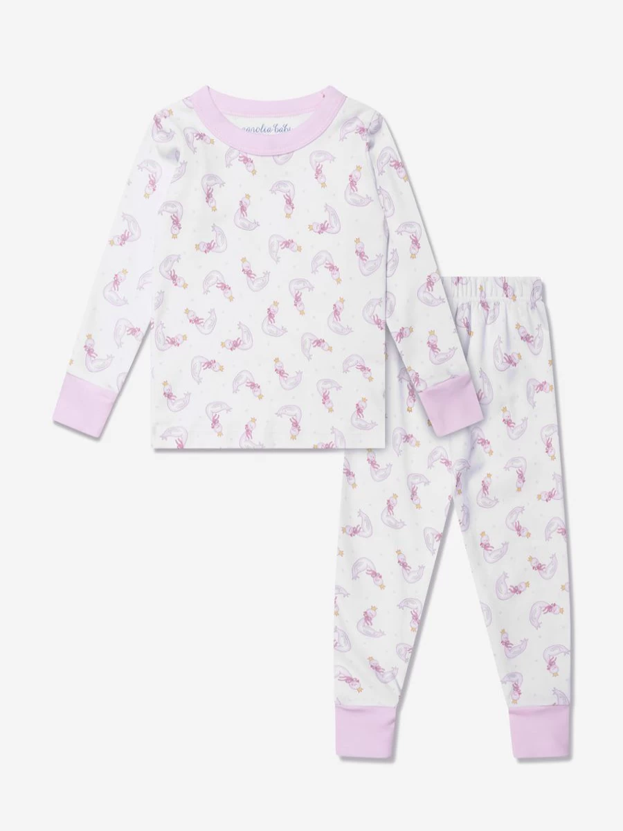 Magnolia Baby Girls White Princess Swan Long Sleeve Pyjamas - Soft & Comfortable Sleepwear