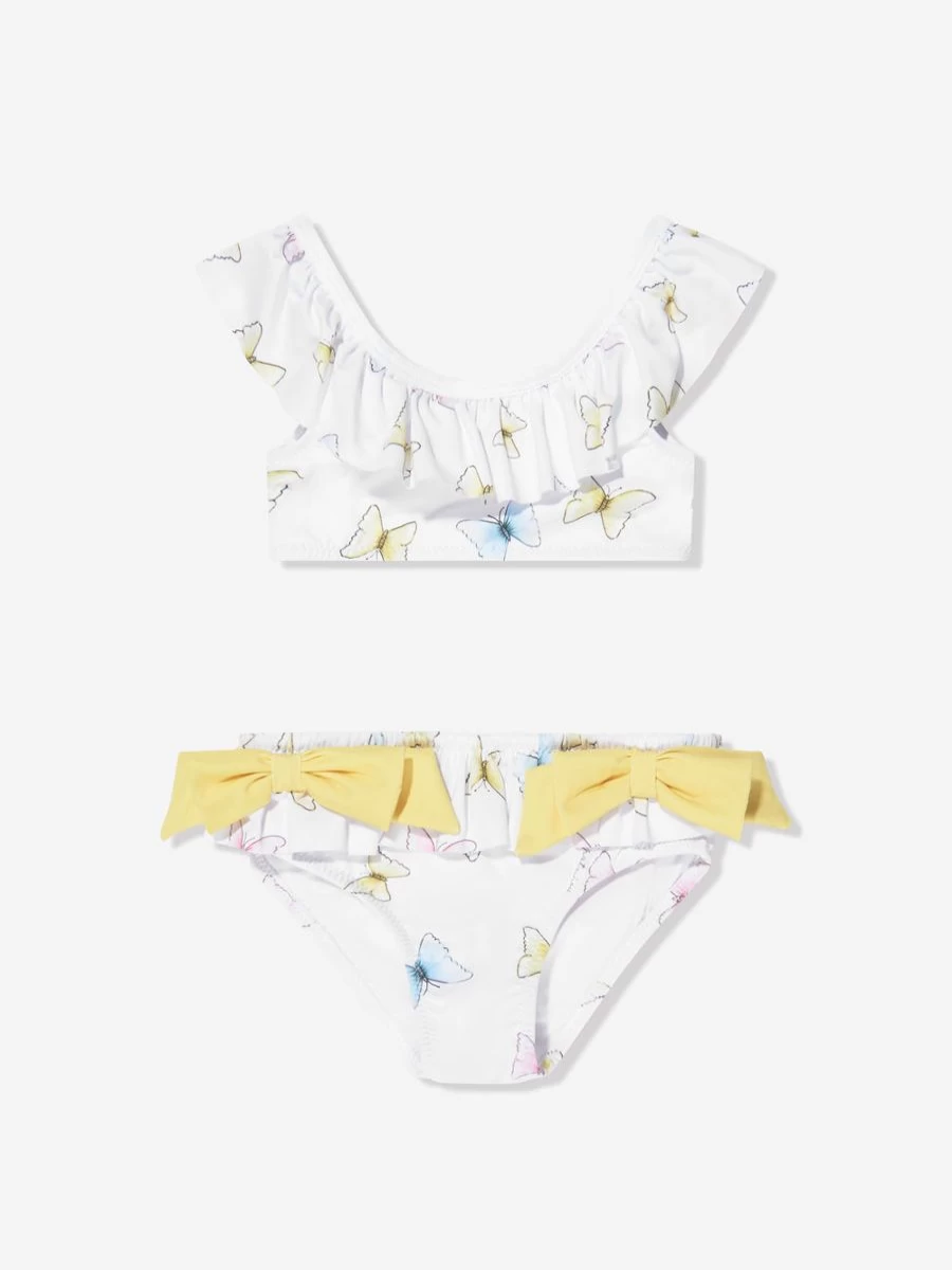 Patachou Girls White Butterflies Bikini for Kids Swimwear