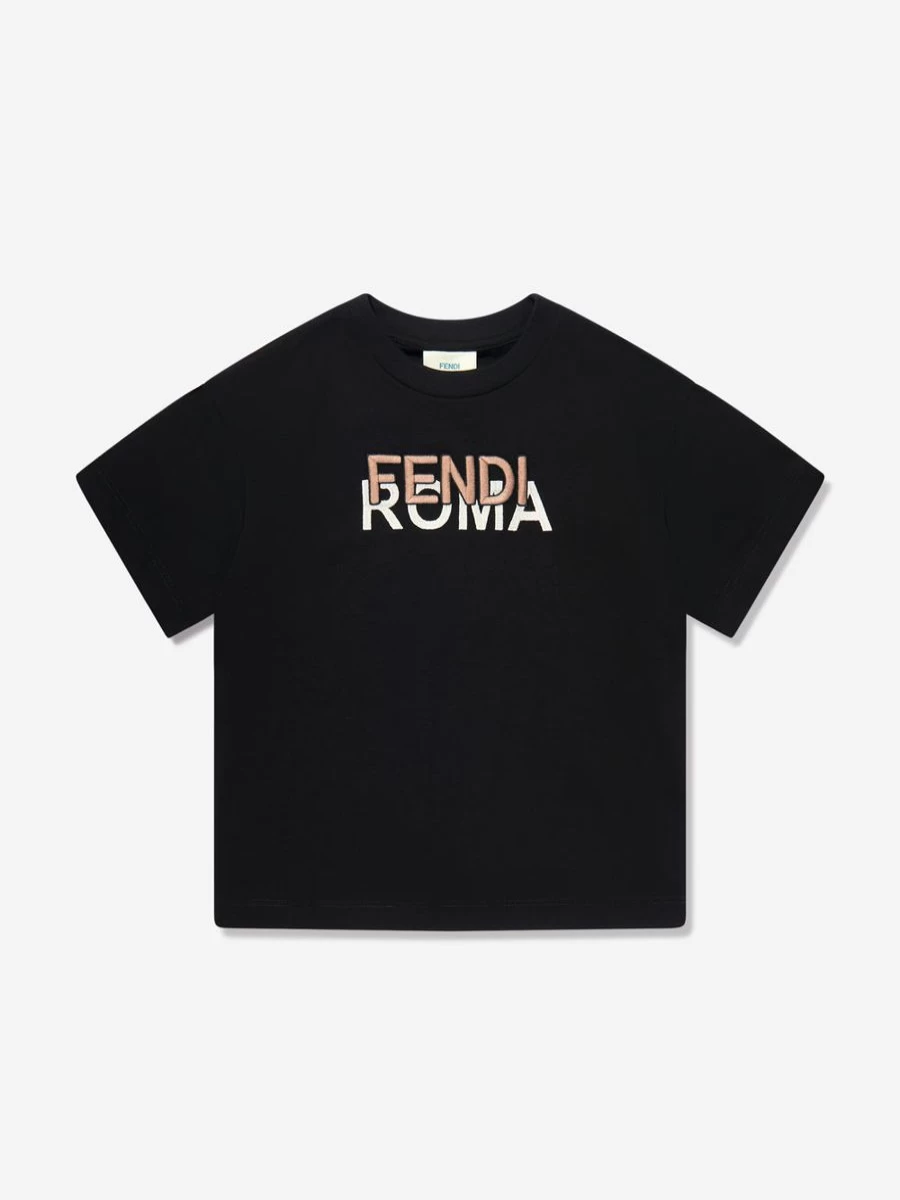 Fendi Kids Girls Black Logo T-Shirt | Stylish Graphic Tee for Girls