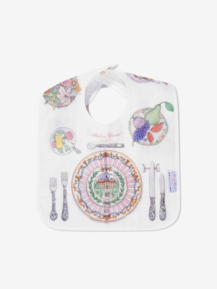 Atelier Choux Baby Bib - Premium Organic Cotton Large Drool Bib for Infants, Bon Appetit Design by Childsplay Clothing