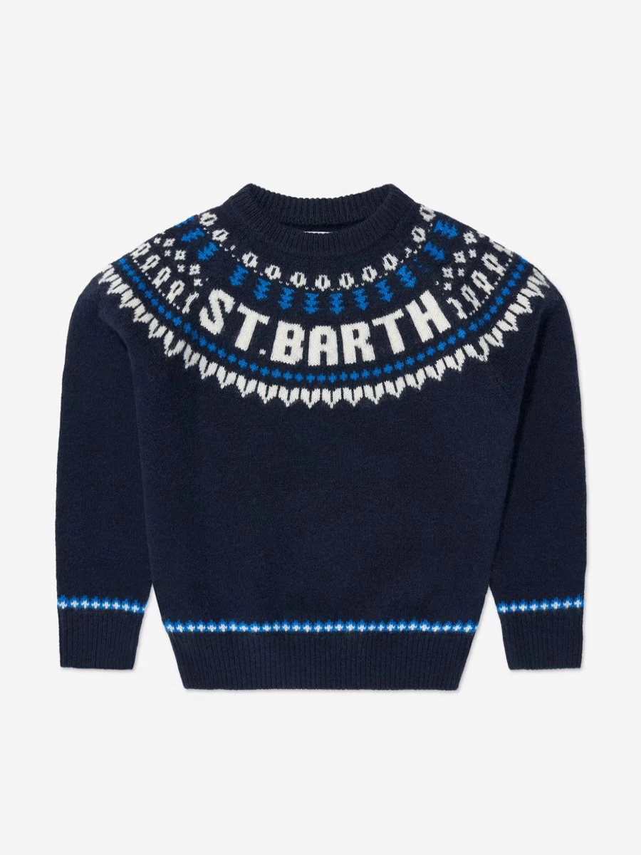"MC2 Saint Barth Boys' Blue Icelandic Knit Sweater"