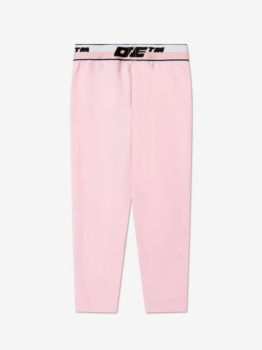 Off-White Pink Logo Band Leggings for Girls - Trendy Athletic Wear