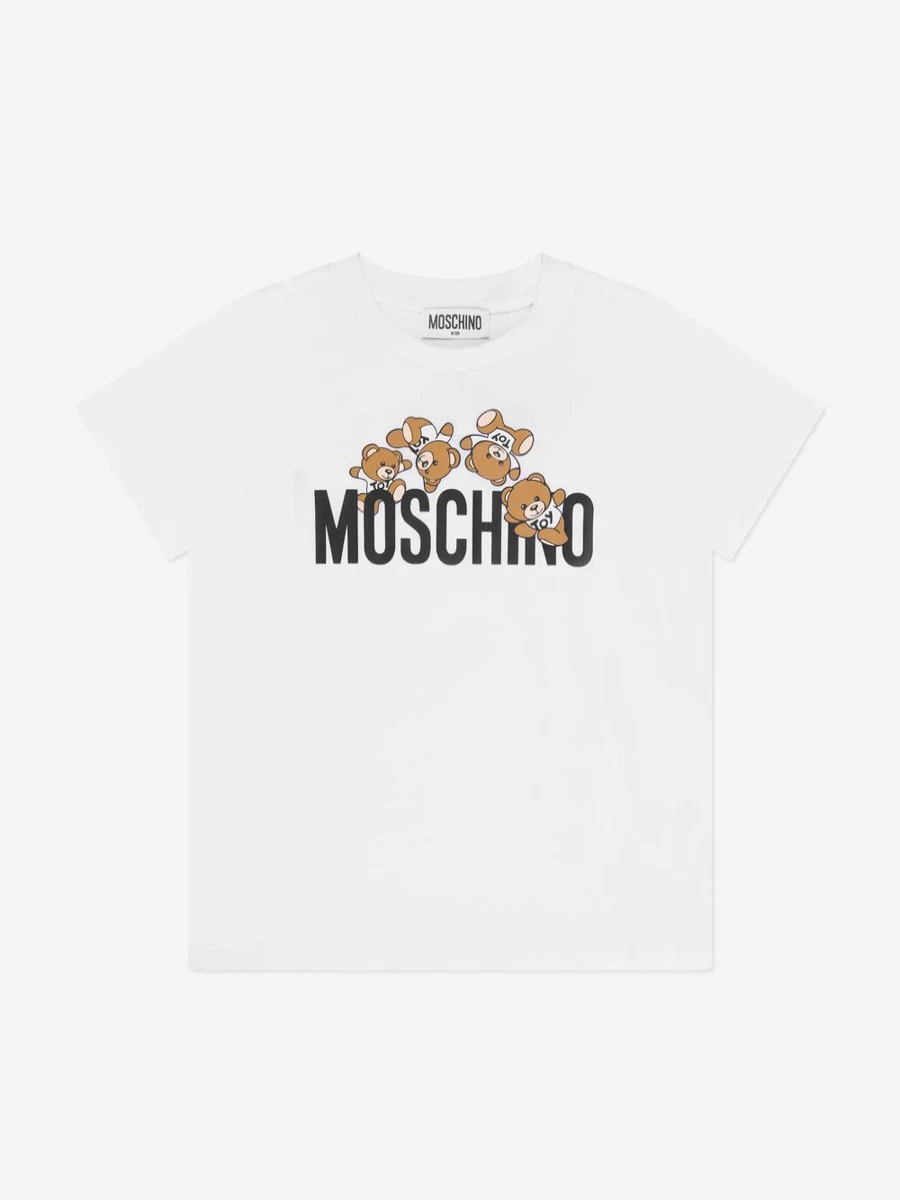 Moschino Kids Boys White Teddy Bear Logo T-Shirt