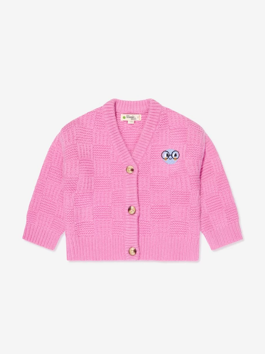 The Bonnie Mob Girls' Pink Wool Knit Cardigan | Soft Kids Sweater