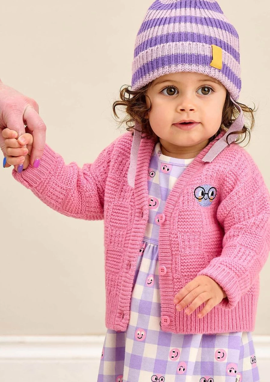 The Bonnie Mob Girls' Pink Wool Knit Cardigan | Soft Kids Sweater