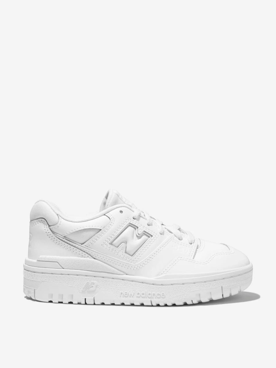 New Balance Boys' 550 White Lace-Up Logo Sneakers for Kids