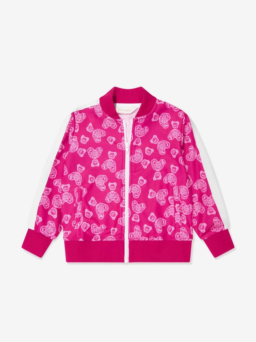 Palm Angels Pink Paisley Bear Print Track Jacket for Teen Girls